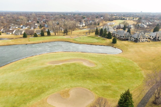 birds eye view of property featuring a residential view and view of golf course