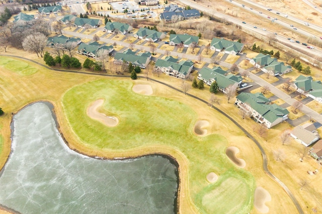 birds eye view of property featuring a residential view and view of golf course