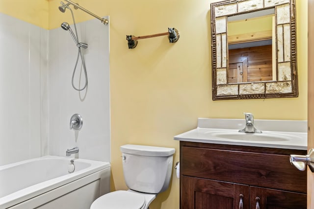 full bath with vanity, toilet, and shower / bathtub combination