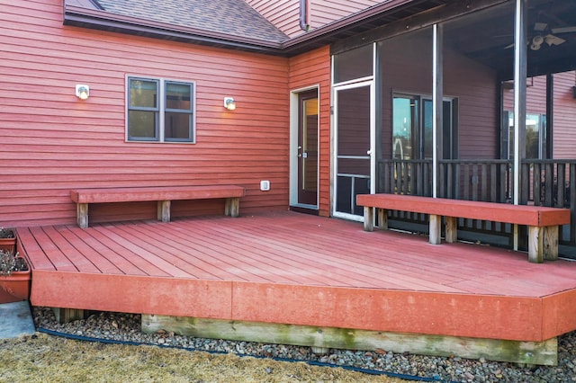 deck featuring a sunroom