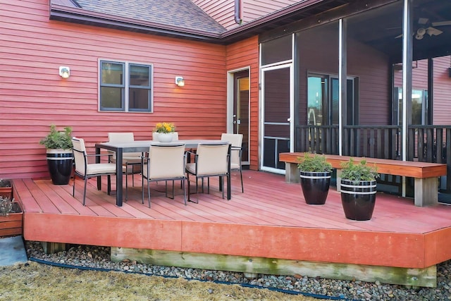3135 Sherburn Pl SW, Rochester, MN 55902 - deck featuring outdoor dining area and a sunroom