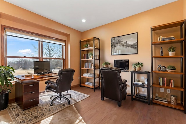 3135 Sherburn Pl SW, Rochester, MN 55902 - office featuring wood finished floors, recessed lighting, and baseboards