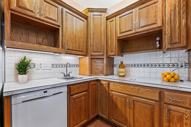 3135 Sherburn Pl SW, Rochester, MN 55902 - kitchen featuring open shelves, dishwasher, backsplash, and light countertops
