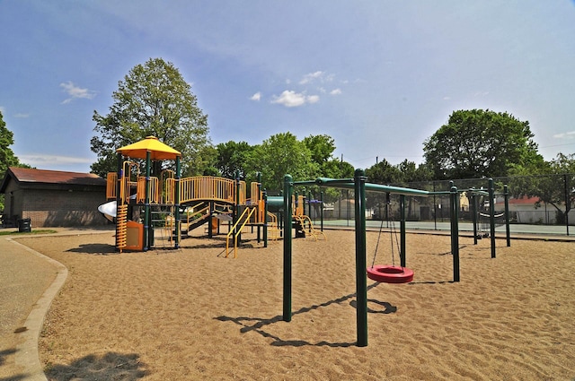 communal playground with fence