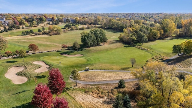 drone / aerial view featuring view of golf course