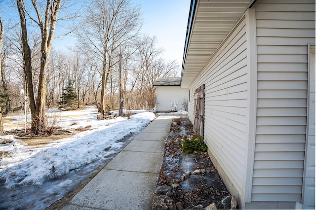 view of snow covered property