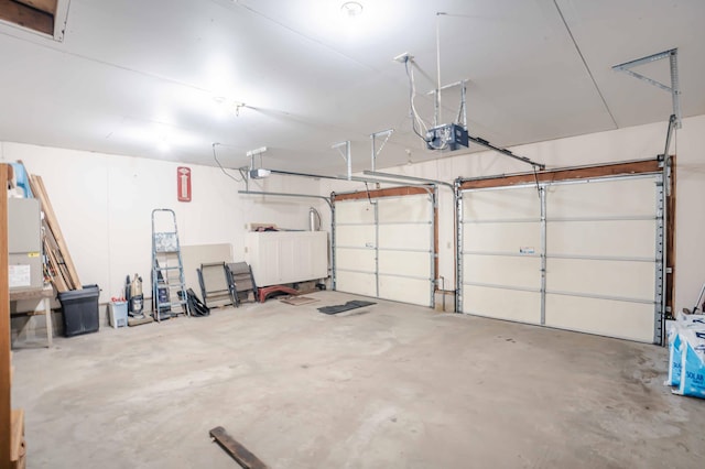 garage with a garage door opener