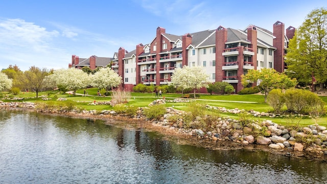 exterior space featuring a water view