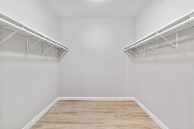 walk in closet with wood finished floors