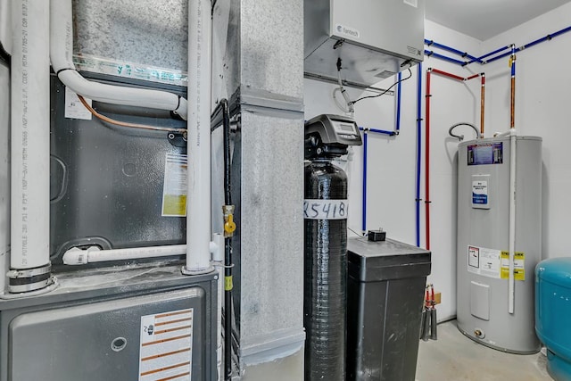 utility room featuring water heater