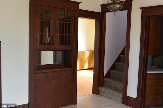 5501 70th St, Glencoe, MN 55336 - staircase featuring tile patterned floors