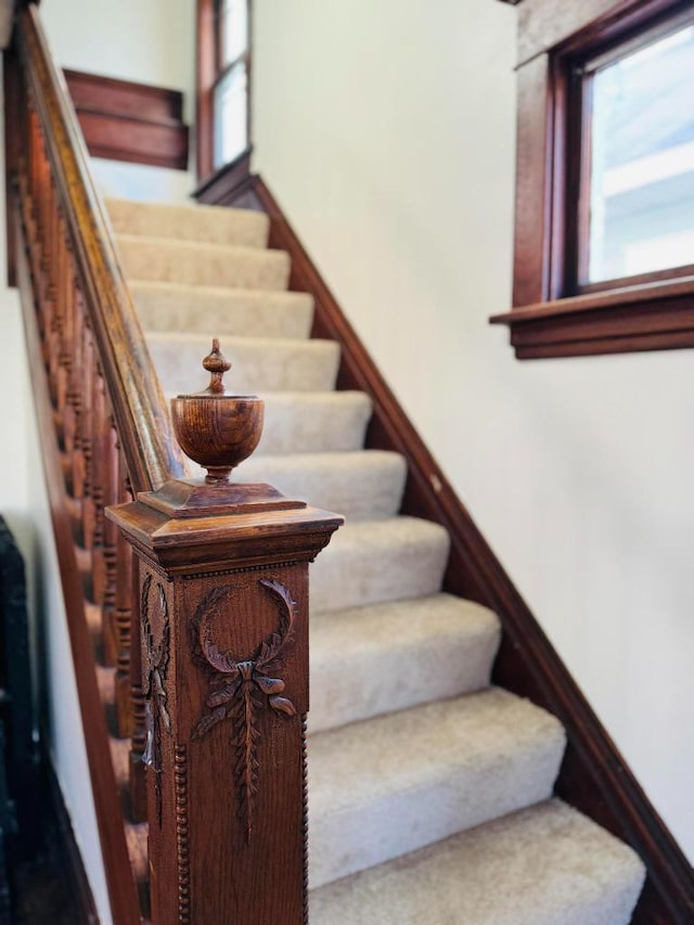 stairs with baseboards