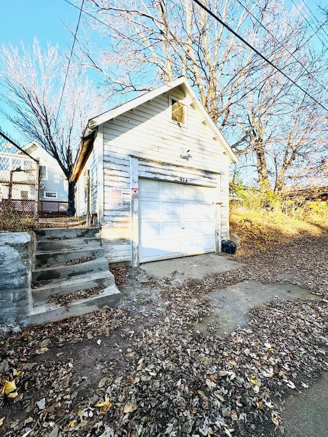 view of detached garage