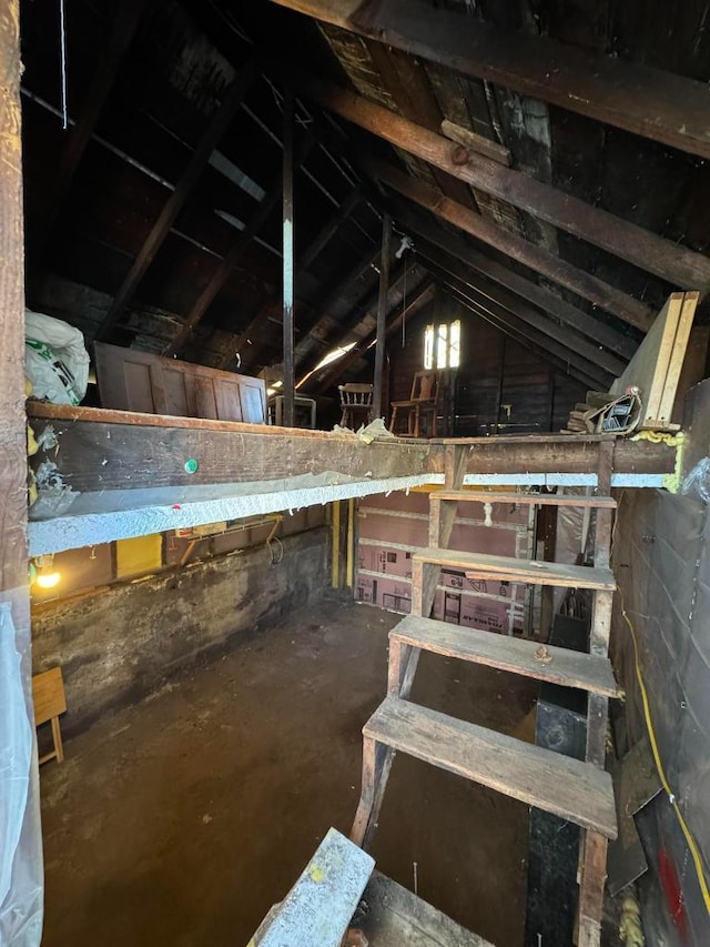 view of unfinished attic