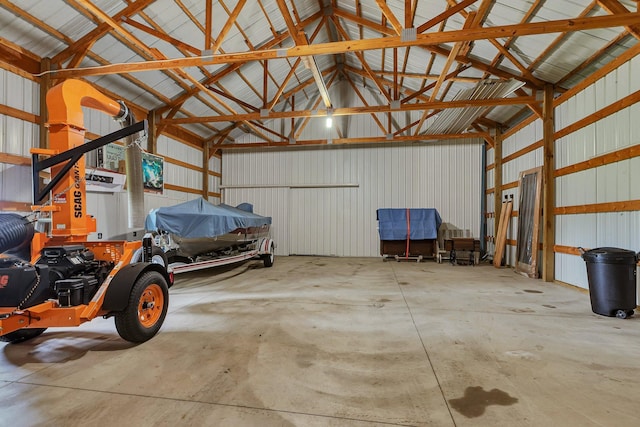 garage with metal wall