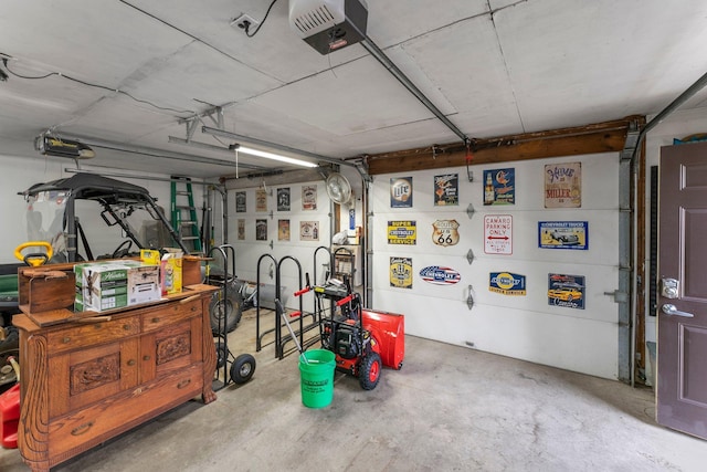 garage with a garage door opener