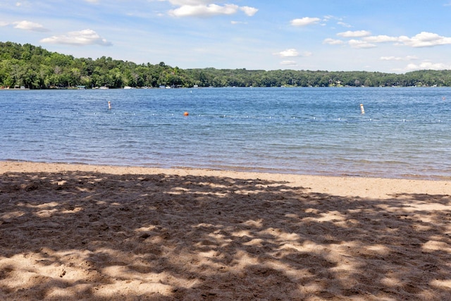 view of water feature with a view of the beach