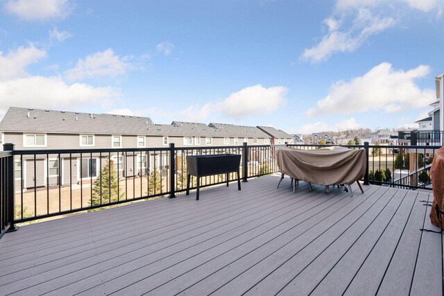 deck with a residential view