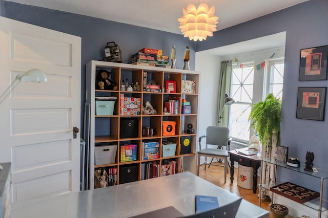 office with wood finished floors