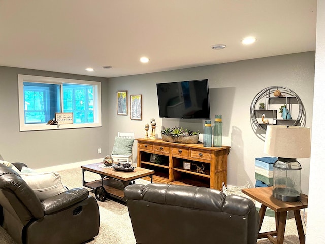114 Bay View Rd, Otter Tail Twp, MN 56571 - living room with carpet, recessed lighting, and baseboards
