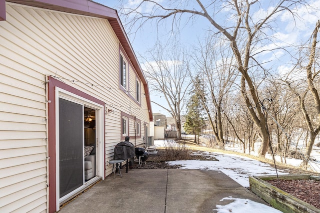 view of snow covered patio