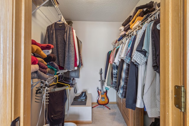 walk in closet featuring carpet