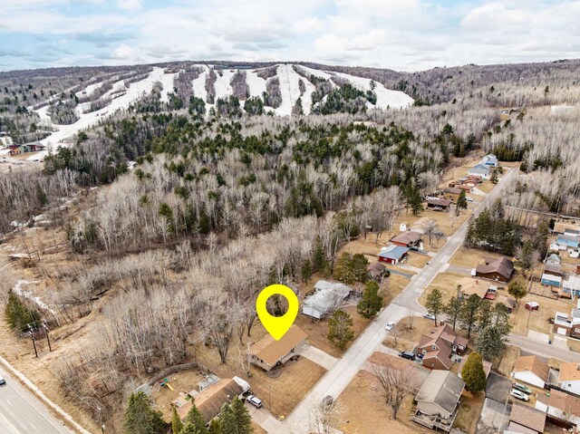 drone / aerial view with a mountain view