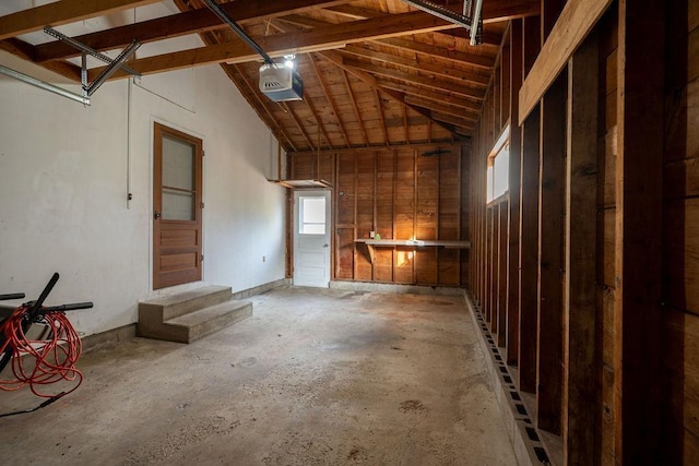 garage with a garage door opener