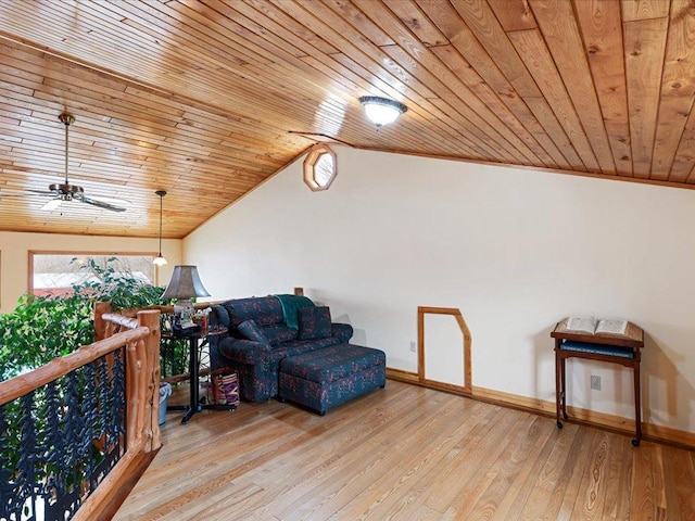 9529- 20th St, Saint Mathias Twp, MN 56449 - sitting room with baseboards, wood finished floors, lofted ceiling, and wood ceiling