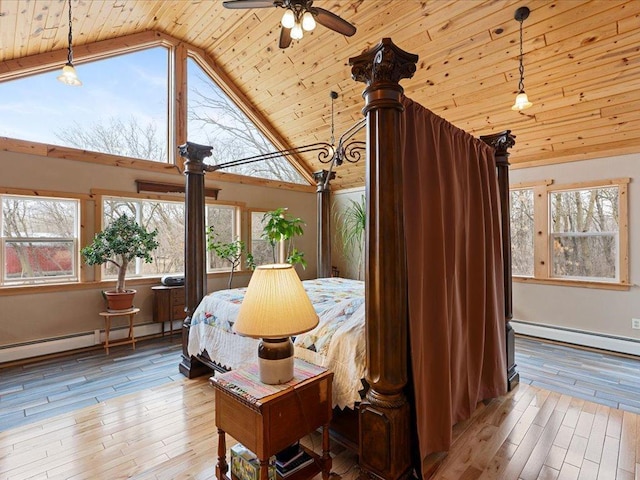9529- 20th St, Saint Mathias Twp, MN 56449 - bedroom with multiple windows, wood-type flooring, and wooden ceiling