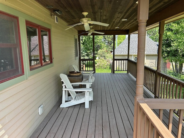 17634 240th St, Hutchinson Twp, MN 55350 - wooden terrace featuring a ceiling fan