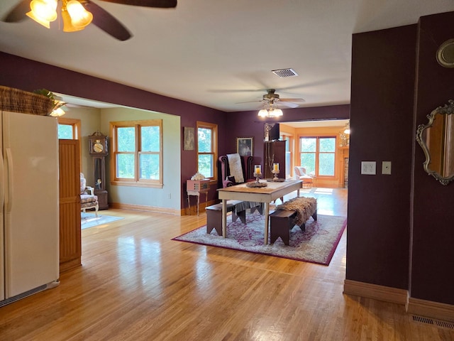 17634 240th St, Hutchinson Twp, MN 55350 - dining space with a ceiling fan and light wood-style flooring