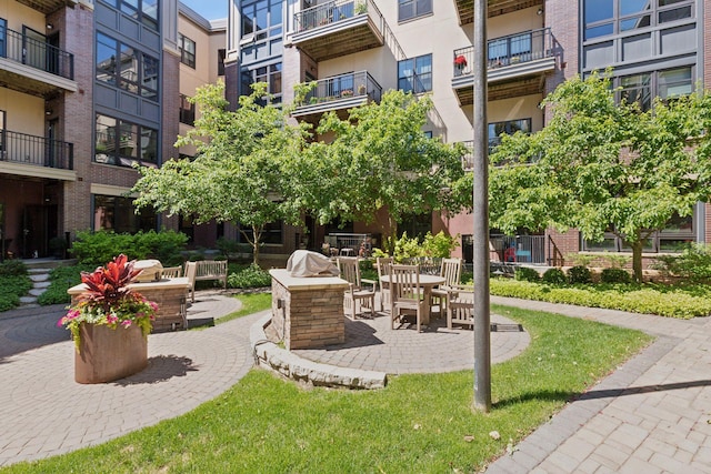 view of community with a patio area