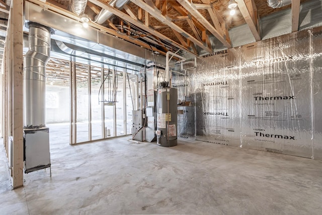 basement featuring gas water heater