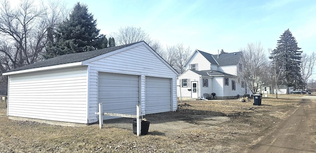 view of detached garage