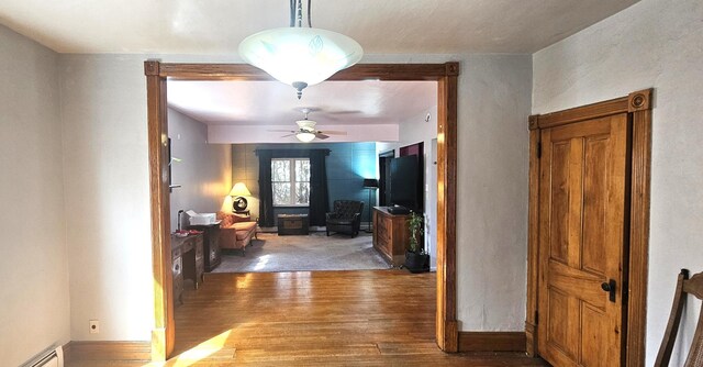 interior space featuring a baseboard radiator and wood finished floors