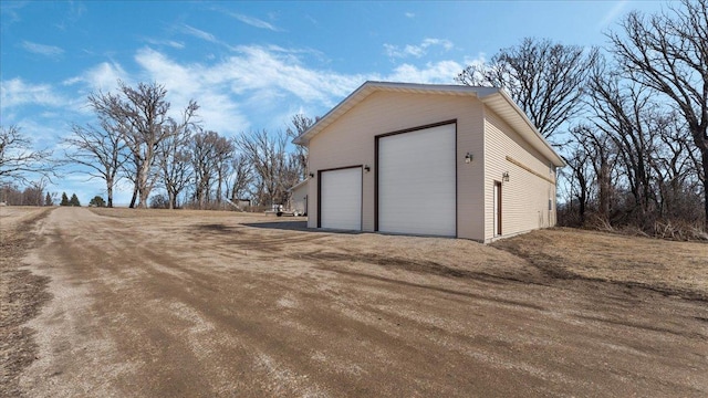 view of detached garage