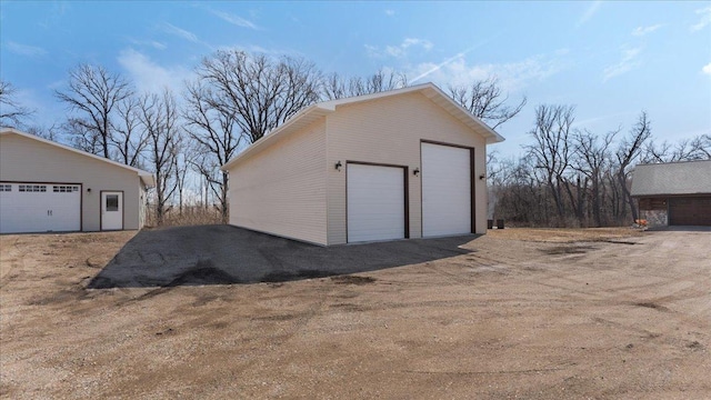 view of detached garage