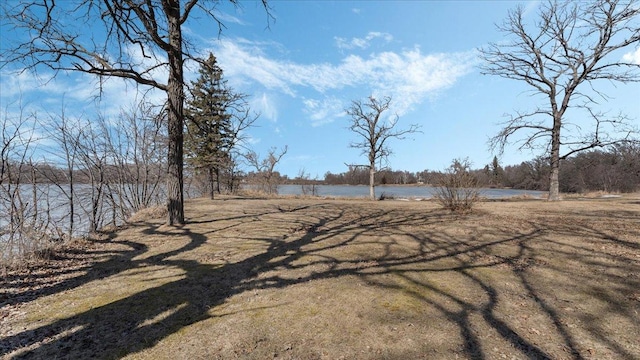 view of yard with a water view