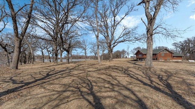 view of yard featuring a wooden deck