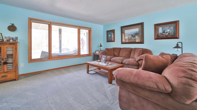 8403 Red Pine Cir, Baxter, MN 56425 - carpeted living area with baseboards and a textured ceiling