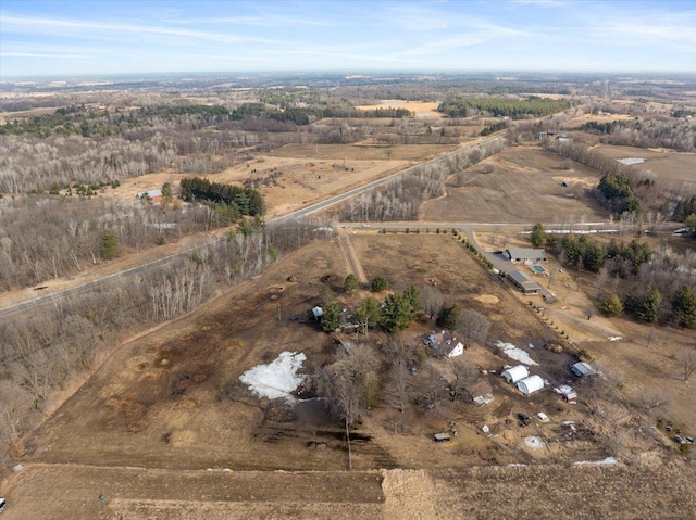 aerial view featuring a rural view