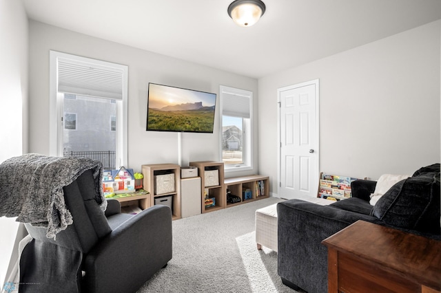 view of carpeted living area