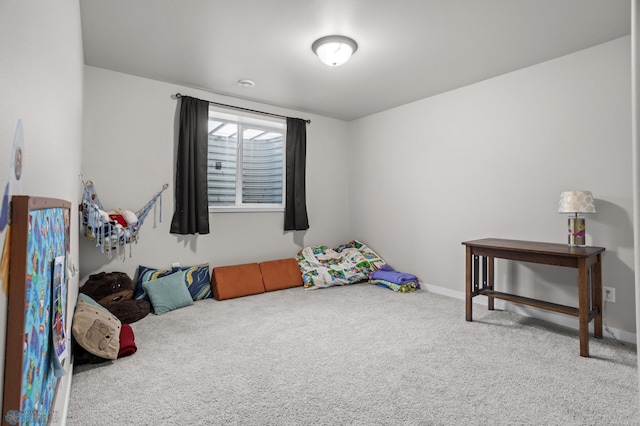 recreation room featuring carpet flooring