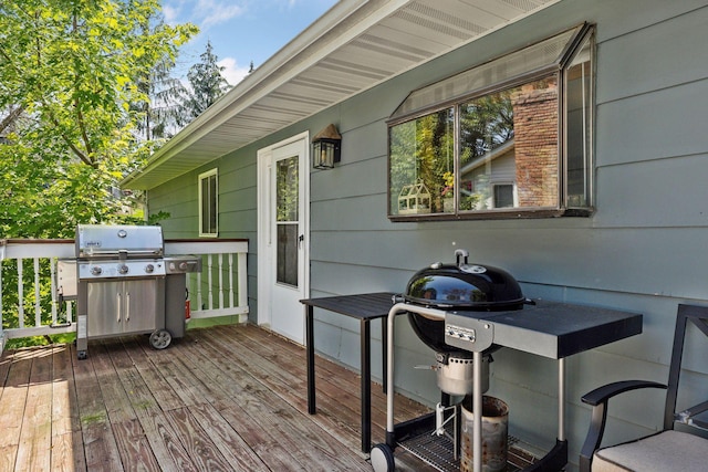 deck featuring area for grilling