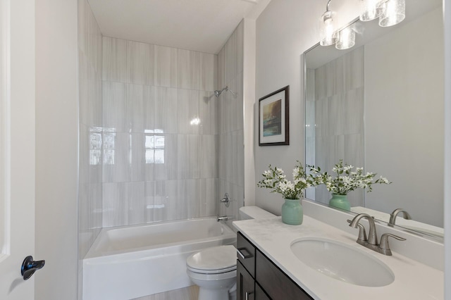 full bathroom featuring vanity, toilet, and shower / bathing tub combination