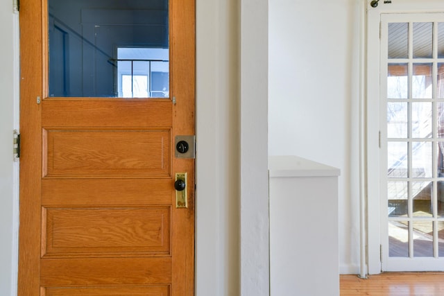 doorway to outside featuring a healthy amount of sunlight and wood finished floors