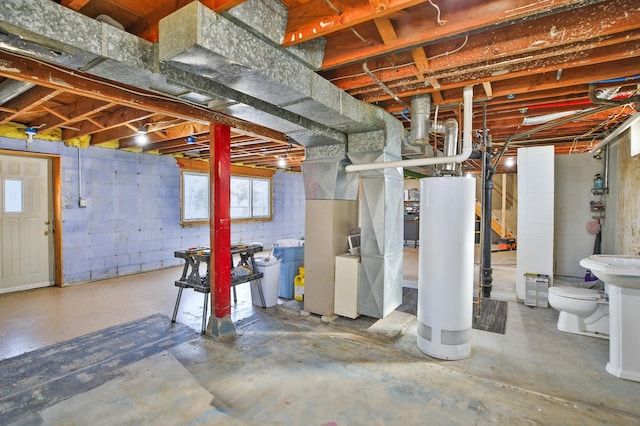 basement with gas water heater