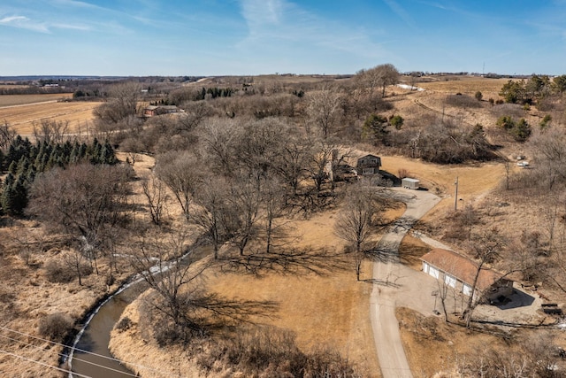 aerial view featuring a rural view