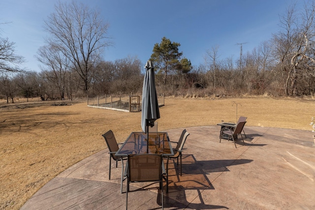 view of patio / terrace with a fire pit